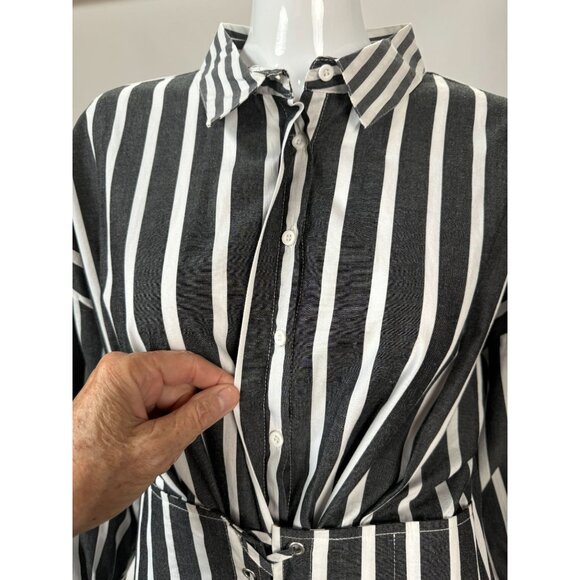 Striped Button-Up Shirt With Corset Detail By Free Generation - Large - Picture 10 of 16